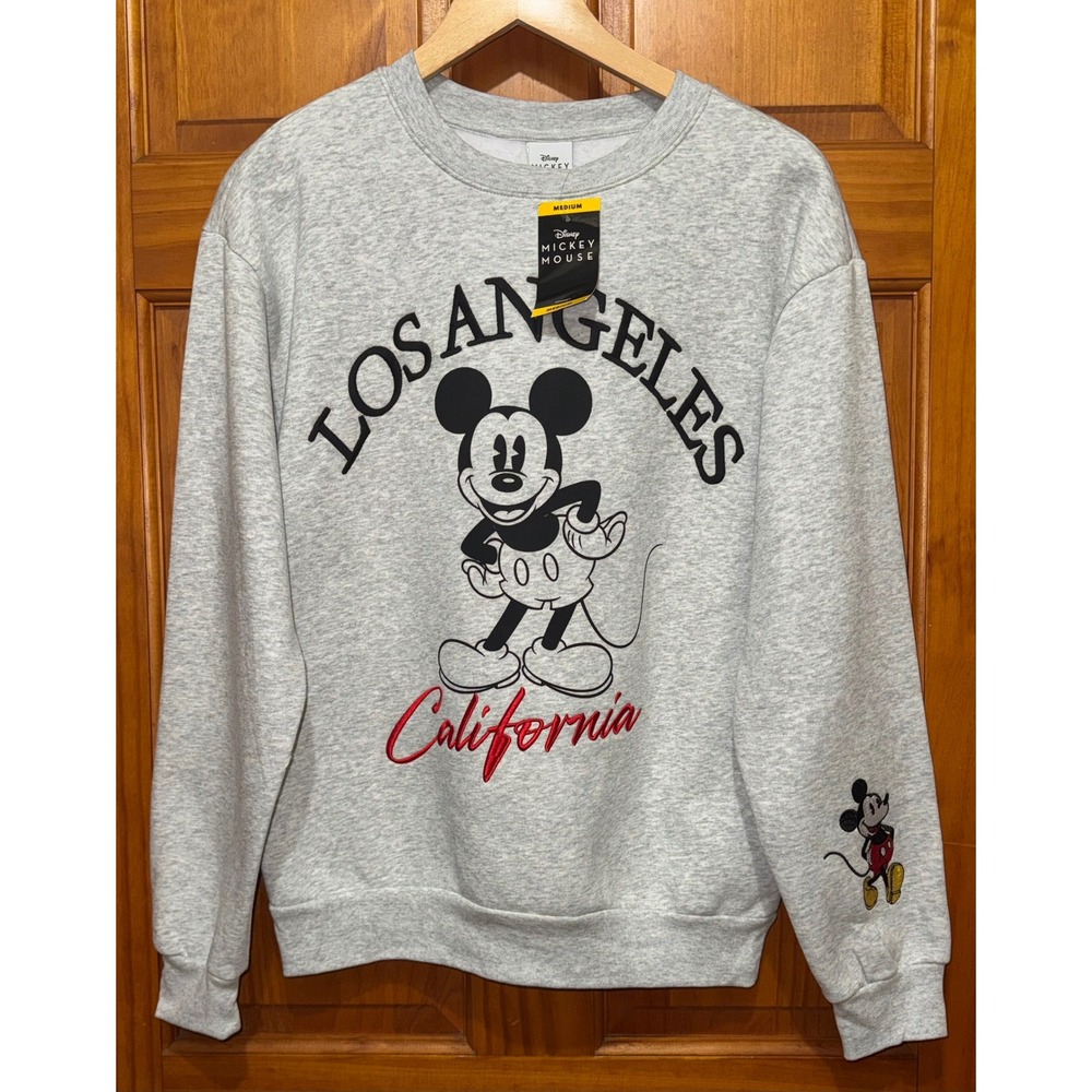 Disney Mickey Mouse Los Angeles California Sweatshirt Heather Grey Medium NWT